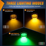 Dual Color Watermelon Light 2PCS 17 LED Amber Green Marker Lights | Stainless Bezel Side Marker Clearance Turn Signal 4 Pin IP68 Waterproof Fits Trailers Trucks Campers RVs ATVs UTVs Boats