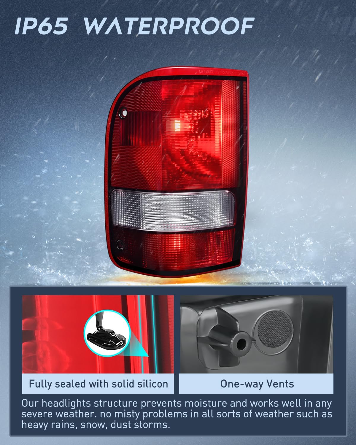 Taillight Assembly Compatible with 1993 1994 1995 1996 1997 Ford Ranger Dark Red Tail Light OE Style Rear Lamp Replacement Driver Side