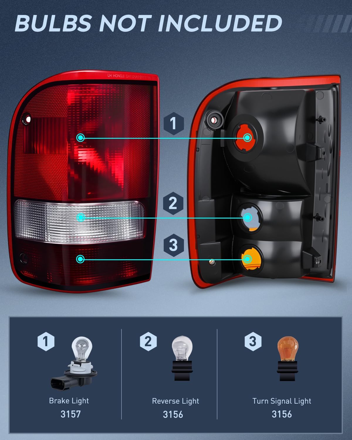Taillight Assembly Compatible with 1993 1994 1995 1996 1997 Ford Ranger Dark Red Tail Light OE Style Rear Lamp Replacement Driver Side