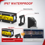Slim LED Light Bar 2Pcs 7 Inch 16LED Single Row Spot Flood Combo Yellow Off Road Work Driving Fog Lighting for 12V 24V ATV UTV Pickup Truck Tractor Boat
