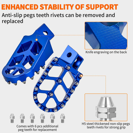 Motorcycle Foot Pegs Dirt Bike Footpegs Fit for Yamaha PW50 1981-2021 PW80 1983-2006 Y-ZINGER 1985-2001 TW200 1987-2021 CNC Foot Pegs for Motorcycles Heavy Duty Foot Rests Peg Pedal, Blue
