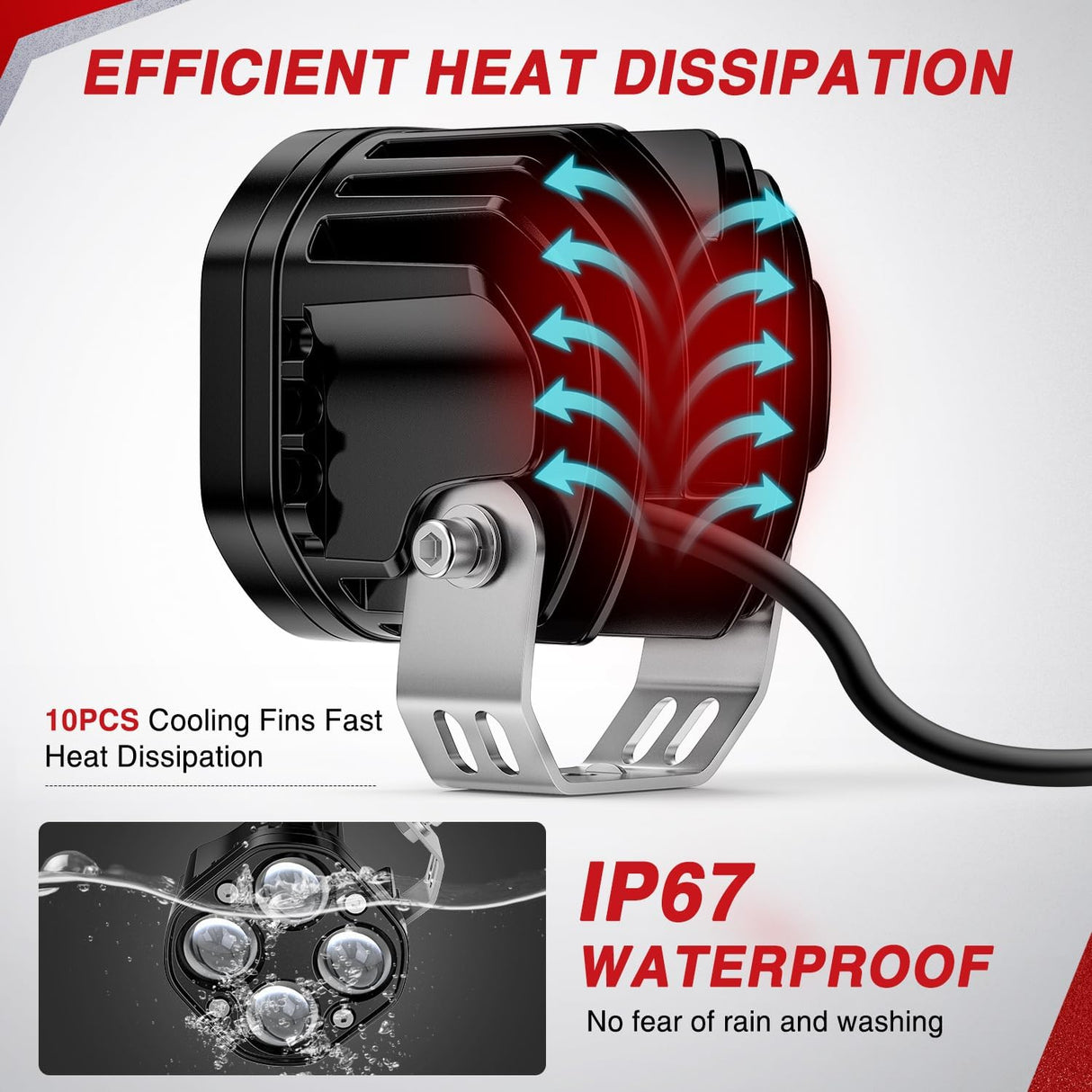 7/8 Inch Handlebar LED Light Pods 3 Inch White Amber Dual Color | 2 PCS 40 W Spot Beam Driving Fog Auxiliary Offroad Lamp with 16AWG Wiring Harness Kit for 12V Motorcycle Motorbike Dirt Bike
