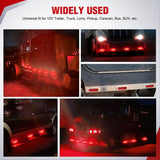 6.3 Inch Red Rectangle Side Marker Light with High Low Strobe | 12 LED IP67 Waterproof Chrome Bezel 12V Surface Mount Marker & Clearance Light Fits Pickup Trucks Trailers RVs Boats,10 Pack