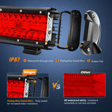 LED Light Bar 12 Inch 240W Red Pod Lights Triple Row Spot Flood Combo 30000LM Driving Boat Off Road Lighting for Trucks Pickup Golf Cart SUV ATV UTV 4x4 Van Camper Tractor