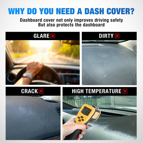 Dash Cover for 2007‑2013 Chevy Silverado / GMC Sierra 1500 2500 3500, Suede Dashboard Mat Sunshade Glare Dashboard Protector Truck Interior Accessories Black