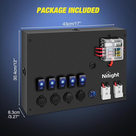 12V/24V Camping Electrical System Centre Battery Power Control Box Fuse Block Switches Cigar Socket Voltmeter USB Charger Anderson Connector Ideal for RV Car Canopy Caravan Camper Trailer Van