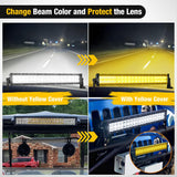 22 Inch Spot Flood Combo LED Light Bar Yellow Cover | Protective Durable Polycarbonate Lens, Waterproof Dustproof Scratch-Proof for Side-Mounted Bumper Off Road Driving Fog Lamp