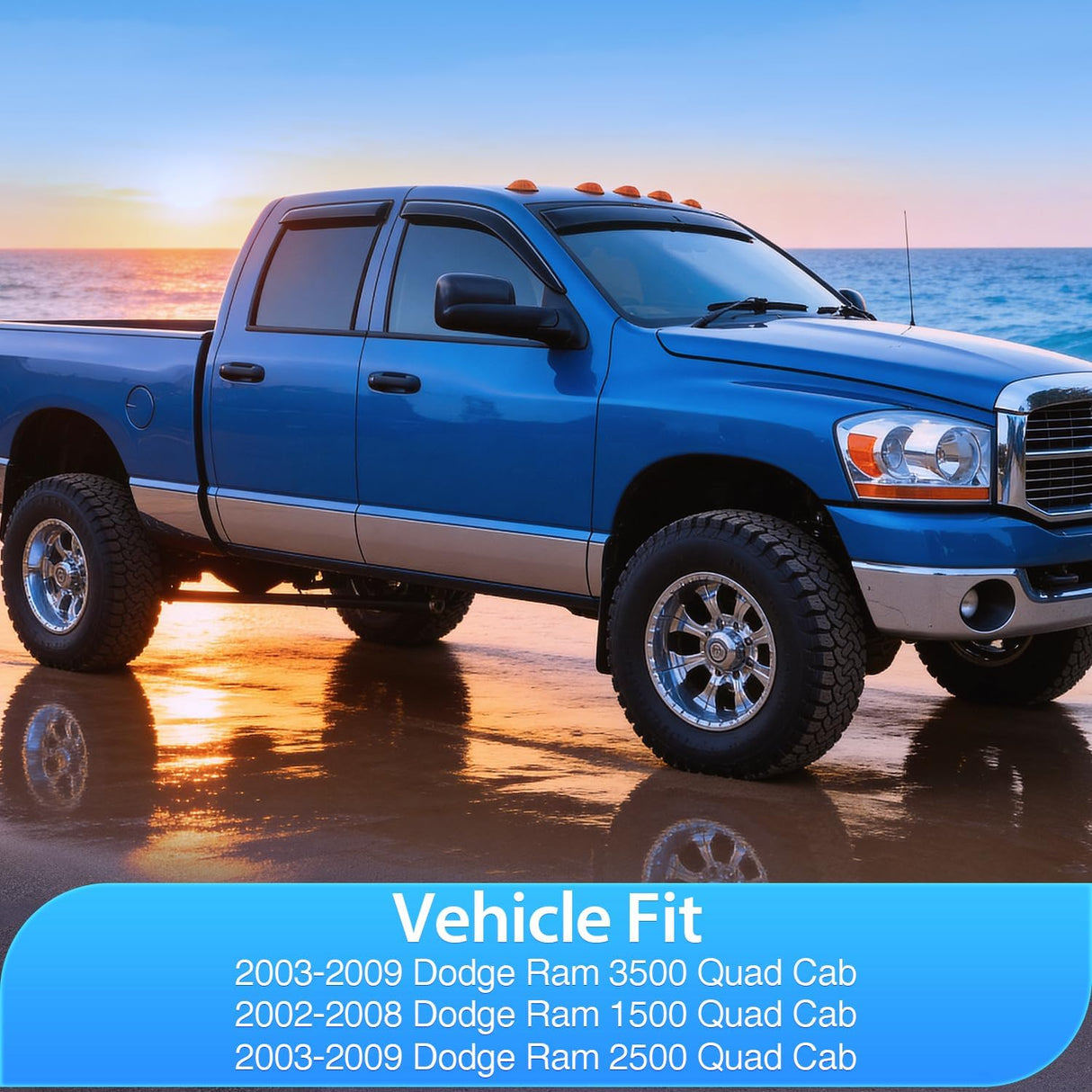 Tape-On Rain Guards for Dodge Ram 1500 Quad Cab 2002-2008, 4PCS | Out-Channel Smoke Window Visors, Helps Vent Fresh Air in Rainy Weather, Fits Dodge Ram 2500/3500 Quad Cab 2003-2009