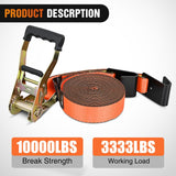 Flat Hook Ratchet Straps 10 Pack 2 in x 30 Ft Orange | Heavy Duty Tie Down Straps 10,000 Lbs Breaking Strength for Truck, Trailers Pickup