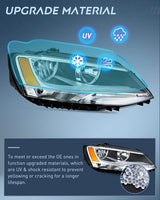 Headlight Assembly Compatible with 2011-2018 Volkswagen Jetta MK6 | 2011-2018 Volkswagen Jetta MK6 OE Style Replacement Chrome Housing Amber Reflector Halogen Headlamps