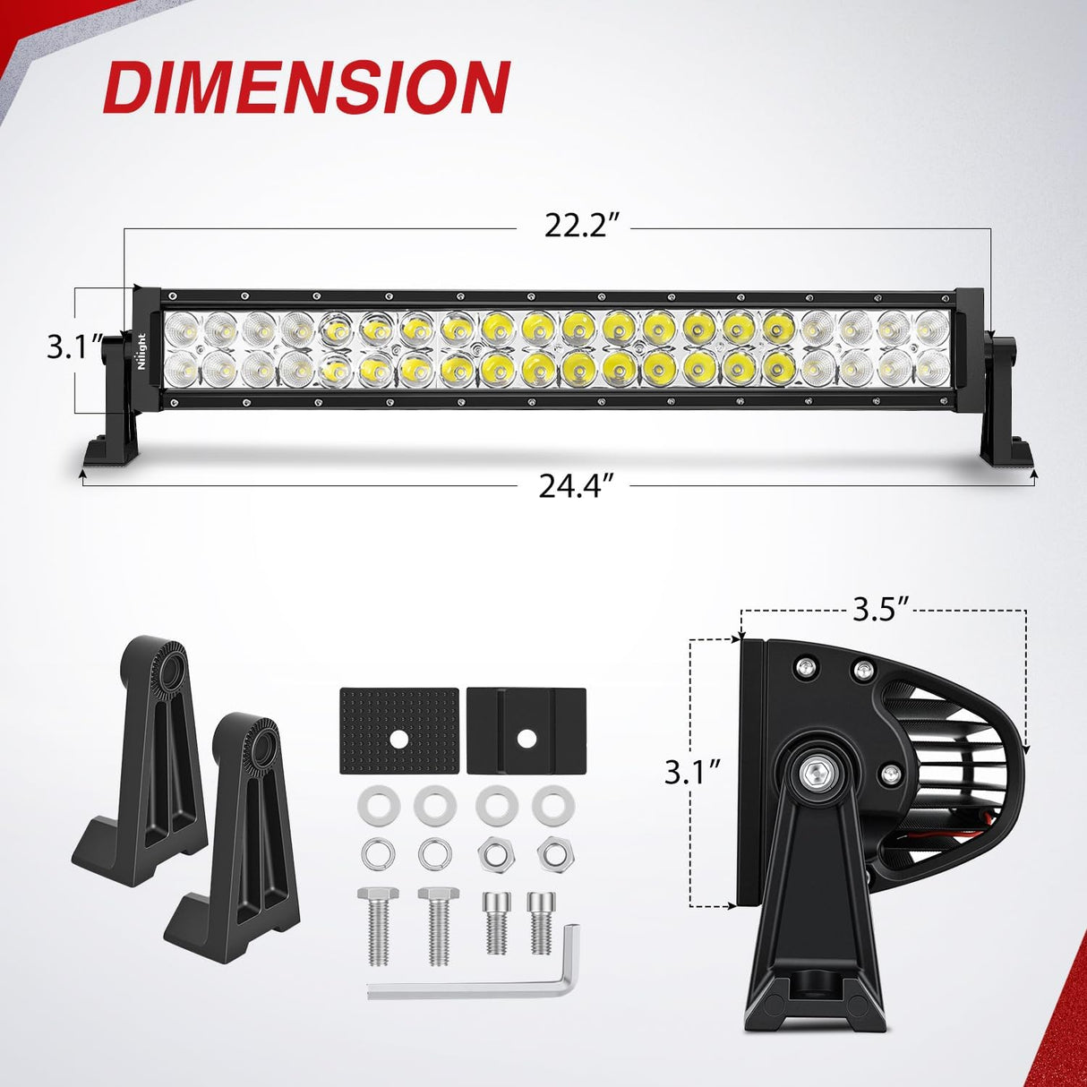 22 Inch 120 W LED Light Bar with Yellow Black Covers | Spot Flood Combo Lighting for Off Road Driving Fog Lamp on Motorcycle Van Camper Pickup Golf Cart ATV UTV SUV Truck Boat 4x4