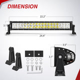 22 Inch 120 W LED Light Bar with Yellow Black Covers | Spot Flood Combo Lighting for Off Road Driving Fog Lamp on Motorcycle Van Camper Pickup Golf Cart ATV UTV SUV Truck Boat 4x4