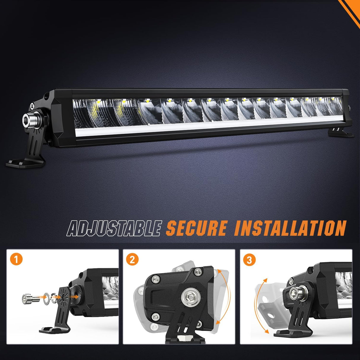 LED Light Bar with Amber DRL 19.5 Inch 75W Single Row Offroad Light Anti-Glare Flood Spot Combo Slim Light Bar IP68 w/ 16AWG DT Wiring Kit for Pickup Truck SUV ATV UTV Boat 4x4 Jeep