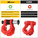 2 Pack 3/4 Inch D-Ring Separate Shackle with 7/8 Inch Lock Pin 45,000 lbs Break Strength, Off Road Recovery Shackle with Isolators Washers for Use with Tow Strap, Winch, Truck Vehicle (Red)