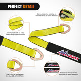 2 Inch x 38 Inch Axle Tie Down Straps with D-Rings & Protective Sleeves | 11,127 LBS Break Strength for Car Haulers Engine Hoists Trucks Trailers and UTVs 4 Pack Yellow