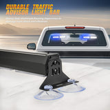 40LED Blue White Emergency Strobe Traffic Advisor Light Bar with Suction Cups Dash Safety Warning Hazard Flashing Lights Interior Front/Rear Windshield for Trucks Construction Vehicles