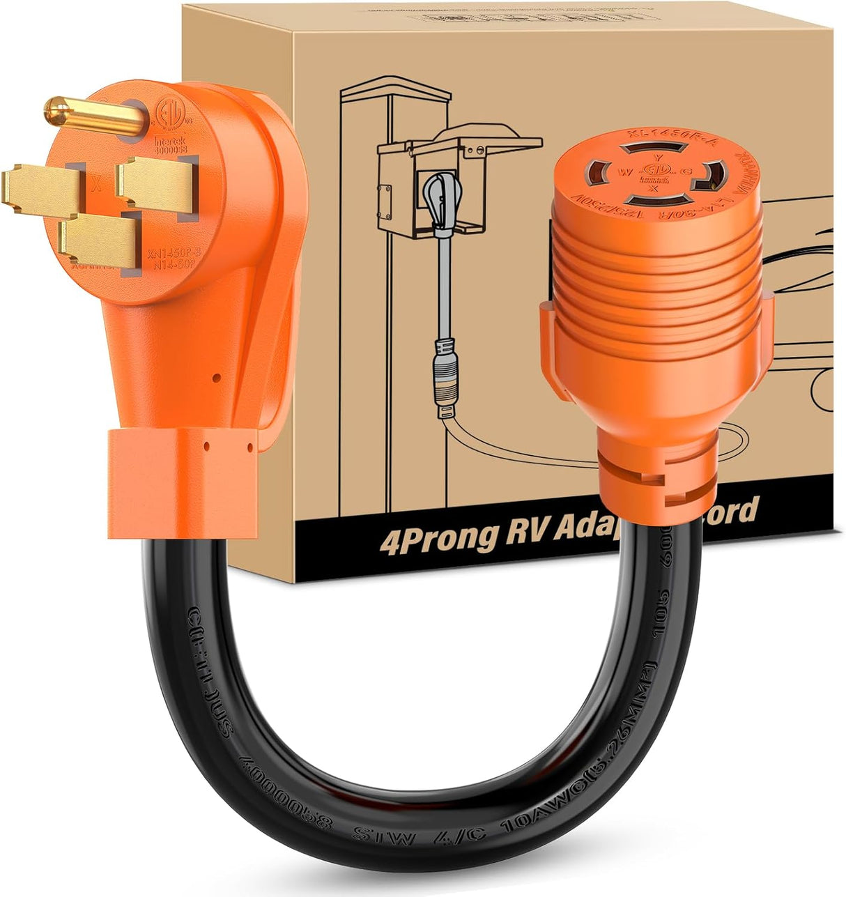 NEMA 14-50P to L14-30R Generator Transfer Switch Adapter 240V/120V 50 Amp Male to 30 Amp Female Twist Lock 4 Prong Generator Plug Pure Copper Heavy Duty 10 AWG ETL Listed for Power Backup
