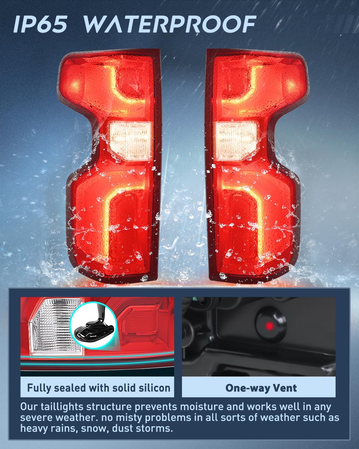 Taillight Assembly for 2019 2020 2021 2022 2023 Chevy Silverado1500 | 2020 2021 2022 2023 Silverado 2500HD 3500HD LED Tail Light Rear Lamp Replacement Driver and Passenger Side