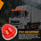 Watermelon Light 17 LED Triple Function 2PCS Red Lens Stainless Steel Bezel Marker Clearance Strobe Brake Lights 4 Plug IP68 Waterproof for Trailer Truck Pickup Camper RV ATV UTV Boat