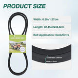 592855201 532130969 130969 Deck Drive Belt for Craftsman Husqvarna YTH22V46 YTH24K48 YTH18542 Poulan Jonsered AYP Tractor Durable Aramid Cord 92.45 Inch Lawn Mower Belts Replaces 584444701 21546080