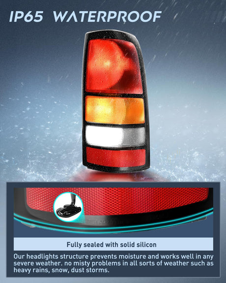 Taillight Assembly Compatible with 1999 2000 2001 2002 2003 2004 2005 2006 GMC Sierra 1999-2002 Chevy Silverado Fit Fleetside Tail Rear Light OE Style Passenger Side Black Border