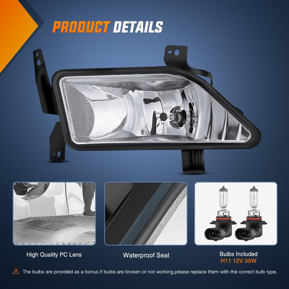 Fog Lights Assembly Compatible with 2006 2007 2008 Honda Pilot w/H11 12V 55W Bulbs Clear Lens Driver and Passenger Side