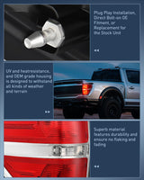 Taillight Assembly Compatible with 2009 2010 2011 2012 2013 2014 Ford F-150 Pickup Truck Taillights Rear Lamp Replacement OE Style Red Housing Driver and Passenger Side Chrome Trim