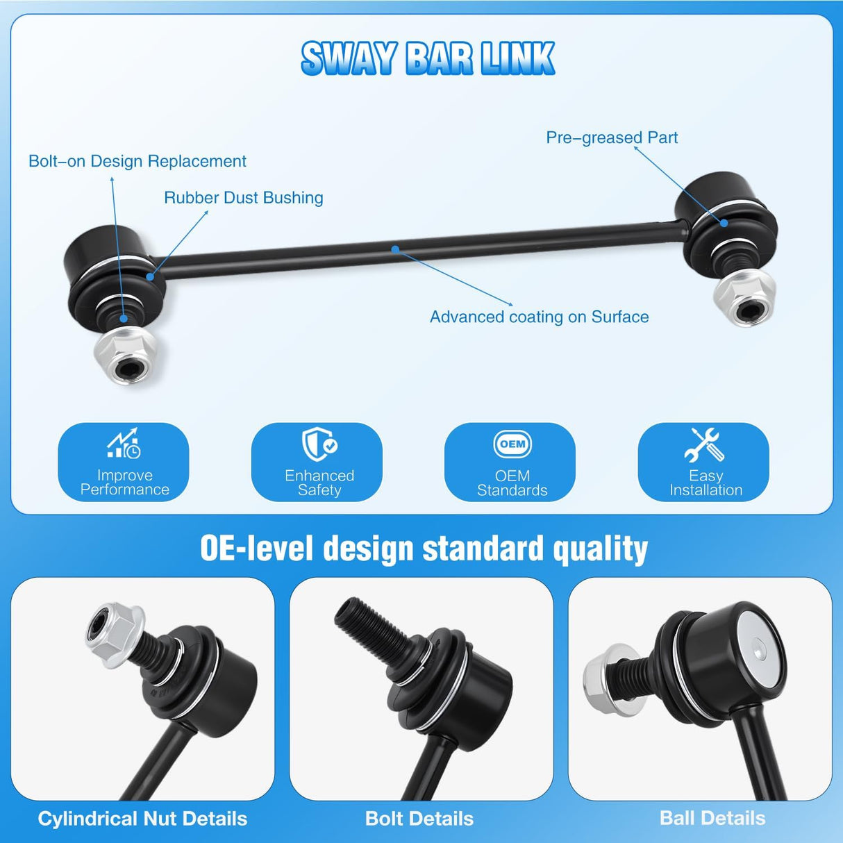 K750123 Front Stabilizer Sway Bar Links for Toyota Avalon 2013-2018 | for 2013 2014 2015 2016 2017 2018 Avalon 2007-2017 Camry 2013-2018 Lexus ES300h ES350 Driver and Passenger Side Link Kit