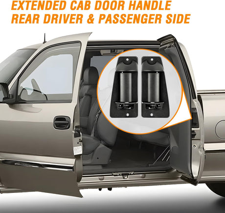 Extended Cab Door Handle Left Driver & Right Passenger Rear Car Door Handles Compatible with 1999 00 01 02 03 04 05 06 2007 Chevy Silverado GMC Sierra 1500 2500 3500 Replace#15758171,15758172