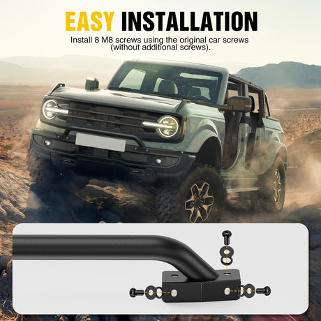 Grille Guard for Ford Bronco 2021 2022 2023 2024 2025 – Heavy Duty Steel Front Bumper Protector Bull Bar, Bolt-On Skid Plate for Off-Road, Matte Black (Not for Bronco Sport)