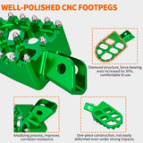 Motorcycle Foot Pegs Dirt Bike Footpegs Fit for Kawasaki KLX110 2002-2023 KLX110L 2010-2023 KX60 1998-2003 CNC Foot Pegs for Motorcycles Heavy Duty Aluminum Alloy Foot Rests, Green