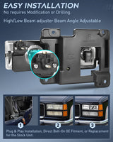 1988-1998 C/K 1500/2500/3500 GMC Sierra 1992-1994 Blazer Yukon 1994-1999 Tahoe Headlight Assembly Chrome Housing Clear Lens Nilight