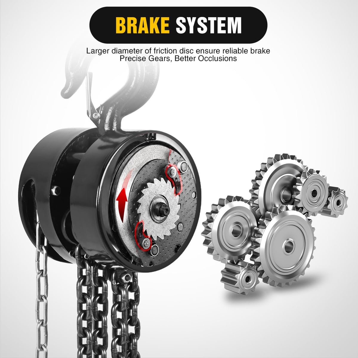 Manual Chain Hoist with Upgrade G70 Galvanized Chain1 Ton 2200 lbs Capacity 10 ft Lifting Height with 2 Hooks Heavy Duty Pulley Hoist for Garage Warehouse Automotive Machinery