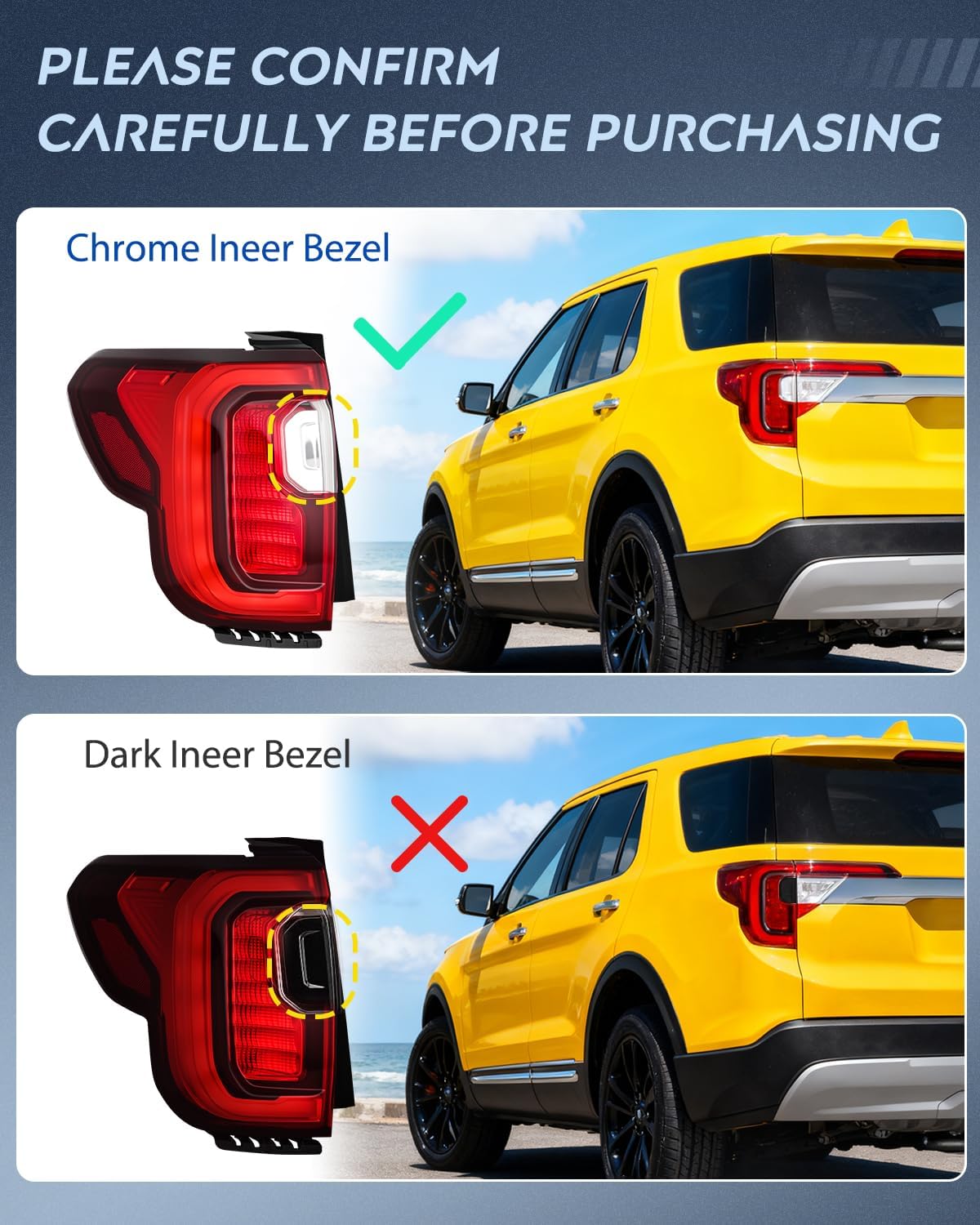 Taillight Assembly Compatible with 2020 2021 2022 2023 GMC Acadia | SL SLE SLT Denali LED Outer Tail Light Replacement OE Style Chrome Bezel Driver Side