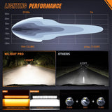 LED Light Bar with Amber DRL 16 Inch 120W Offroad Light Anti-Glare Flood Spot Combo LED Driving Light IP68 w/ 14 AWG DT Connector Wiring Harness for Pickup Truck SUV ATV UTV Boat 4x4