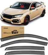 Tape-On Window Visors for Honda Civic Hatchback 2016-2021, 4PCS | Out-Channel Smoke Rain Guards, Helps Reduce Wind Noise, Fits Honda Civic Hatchback 2016 2017 2018 2019 2020 2021