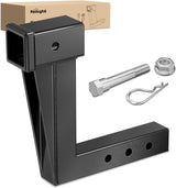 Trailer Hitch Extension Riser for 2 Inch Receiver with 10 Inch Rise Drop with Bolt Nut Clip 10,000 lbs Capacity Adjustable Extend 4.7 Inch 6.7 Inch 8.6 Inch Length Black Coated for Class I-VI Receivers