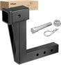 Trailer Hitch Extension Riser for 2 Inch Receiver with 10 Inch Rise Drop with Bolt Nut Clip 10,000 lbs Capacity Adjustable Extend 4.7 Inch 6.7 Inch 8.6 Inch Length Black Coated for Class I-VI Receivers