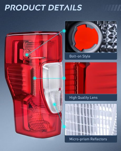 Taillight Assembly Compatible with 2020 2021 2022 Ford F250 F350 Super Duty Non-Blind Spot Halogen Type Rear Tail Light Driver Side