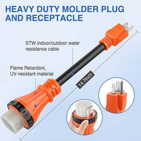 15AMP to 50AMP RV Locking Adapter Cord Nilight