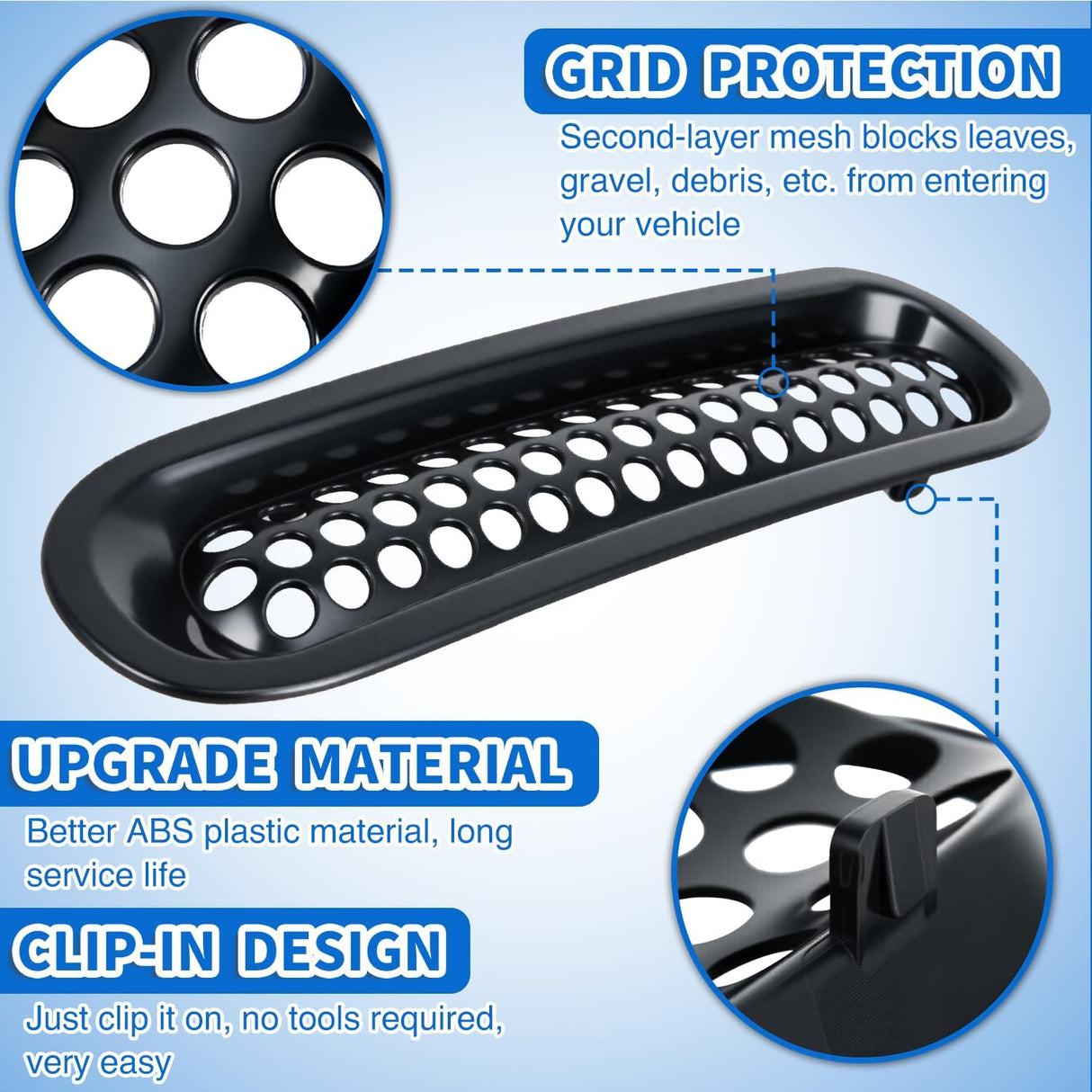 Grill Inserts fit for Jeep Wrangler Front Grille Mesh Inserts & Headlight Cover Set for JK JKU Unlimited Sports Sahara Freedom Rubicon 2007-2018 Clip-in Trim Exterior Accessories Black 9 Pcs