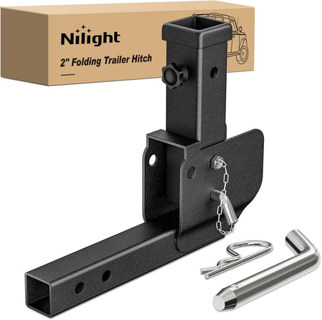 Trailer Hitch Folding Extender Mount Shank 16.54 Inch Compatible with Wheelchair Cargo Carrier Adapter for 2 Inch Receiver Trailer Hitch 500lbs Black Powder Coated