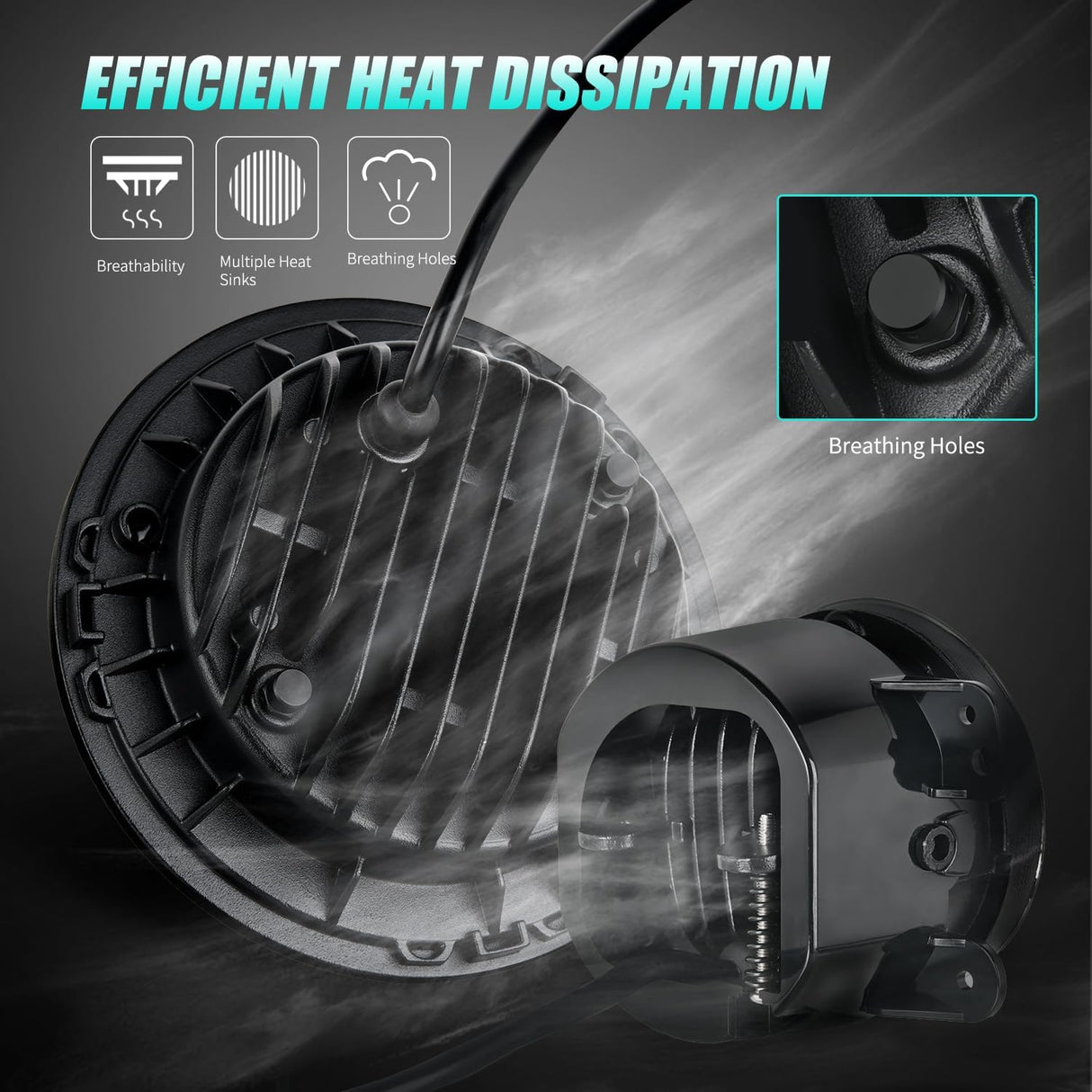 7 Inch Round LED Halo Headlights and 4 IN Fog Lights w/Turn Signal Amber White DRL High Low Beam Compatible with 2007 2008 2009 2010 2011 2012 2013 2014 2015 2016 2017 2018 Wrangler JK JKU