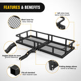 60 Inch x 24 Inchx 7.87 Inch Folding Carrier Fits 2-Inch Receiver 500 Lbs Capacity Bag Net Ratchet Straps Lock Stabilizer for SUV Pickup RV Van