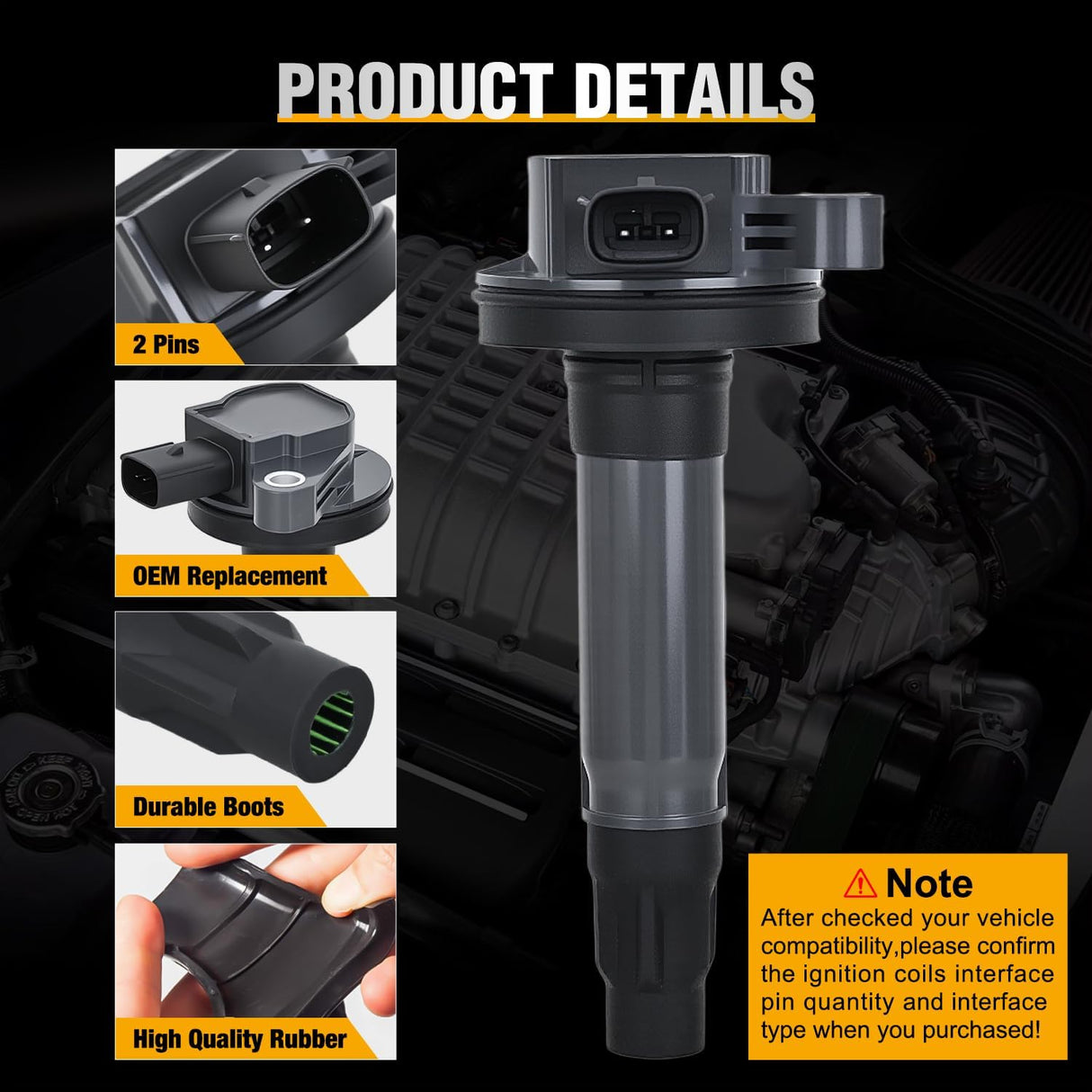 Ignition Coil Pack Fit for Ford Edge Explorer F150 Flex Taurus Lincoln MKS MKT MKZ Mazda 6 CX-9 Mercury Sable 3.5L 3.7L V6 2007 2008 2009 2010 2011-2016 OE# UF553 DG520 Ignition Coils Set of 6