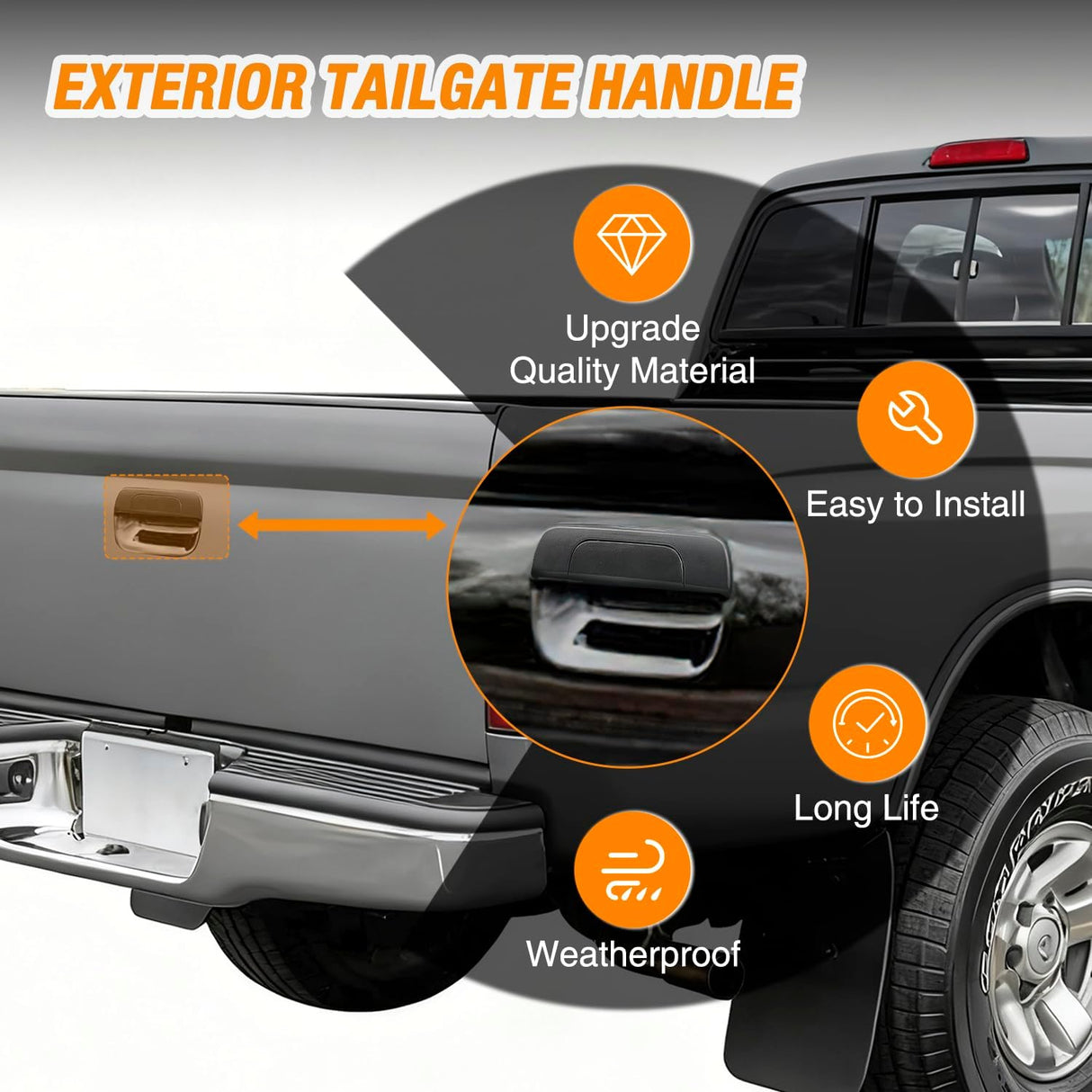 Tailgate Handle Compatible with 1995 96 97 98 99 00 01 02 03 2004 Toyota Tacoma Pickup Liftgate Latch Tail Gate Car Door Handles Assembly Replaces#79605,TO1915102,6909035010,Textured Black