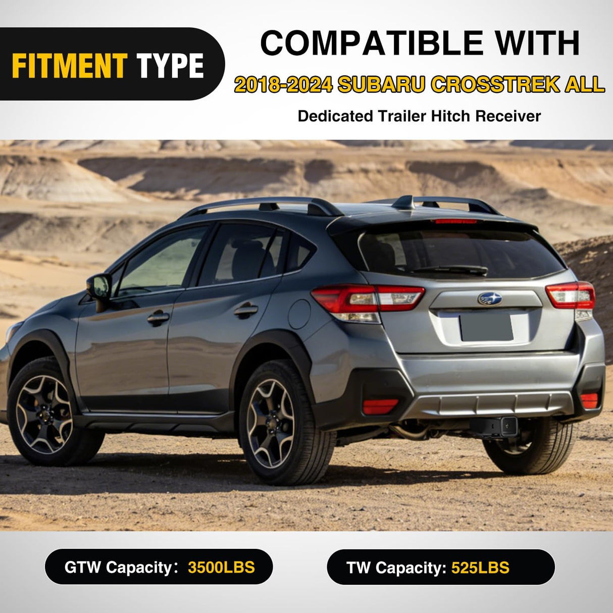 2 Inch Receiver Tow Hitch for 2018-2024 Subaru Crosstrek All | Class 3 Trailer Hitch for 2018 2019 2020 2021 2022 2023 2024 Subaru Crosstrek All Black Powder Coated