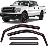 in Channel Window Visors for Ford F150 2009-2014 Crew Cab, Smoke Rain Guards, Clip-On Installation, Wind Deflectors for Sun Rain Ventilation-4PCS
