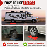 RV Leveling Blocks 10 Pack Interlocking Design Stabilizer Block Customizable Height with Carrying Bag for Rv Camper Travel Trailer