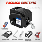 Boat Trailer Winch 3500 lbs Portable Electric Boat Winches 12 V DC Marine Winch with Remote Control and Hand Crank Power-in Freewheel Operation Waterproof Reversible Winch for Boat Trailer